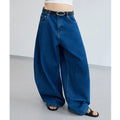 Custom Ladies Denim Jeans Wide Leg Loose Fit Casual Baggy Jeans Pants For Women