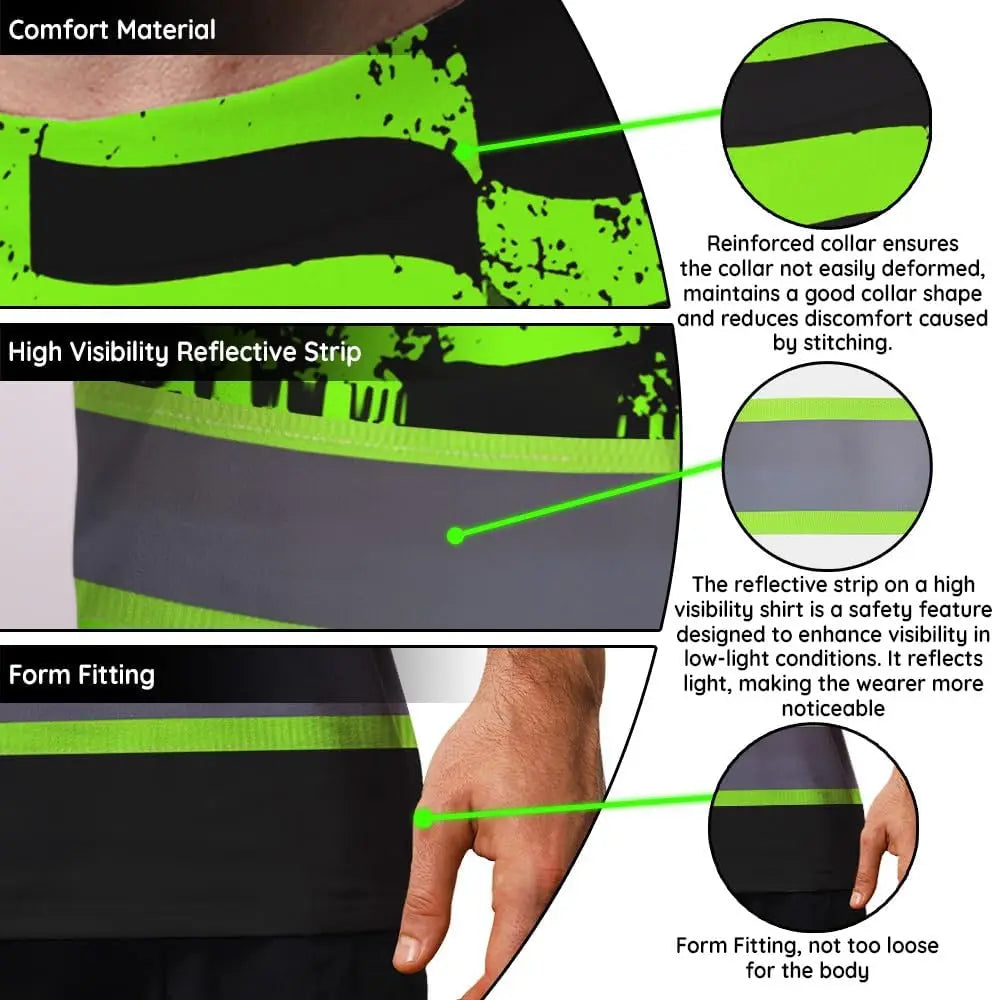 Maddly High Visibility Workwear Collection Custom Name for Workers Runners Truckers Patriotic US Flag Breathable Safety Gear