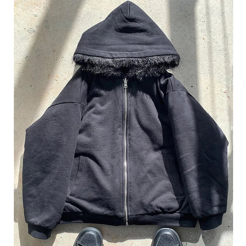 Custom Men Zipup Hoodie Heavy Weight Winter Hoodies for Men Fur Lined Hoodie Manufacturer