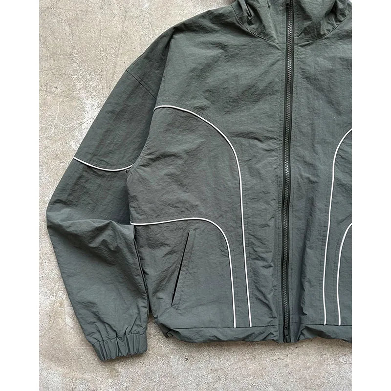 Custom Men's Windbreaker Jacket Zip up Nylon Wind Breakers Men Jacket Lightweight Boxy Jacket