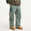 Custom Men's Vintage Casual Cargo Denim Jeans Men Mid Waist Light Wash Jeans with Side Pockets