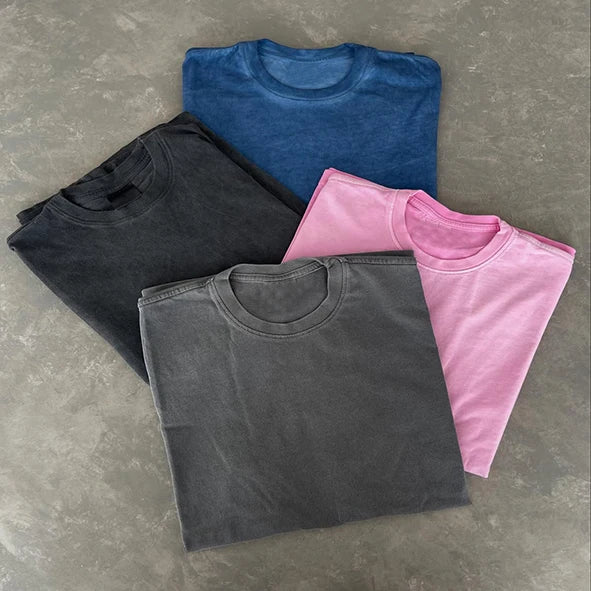 Wholesale 100% Cotton Solid Pigment Dye Oversized T-Shirt 280 GSM Unisex Anti-Wrinkle Custom Brand in Bulk