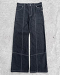 Custom Men Raw Selvedge Denim Jeans Straight Fit Black High Street Style Denim Jeans