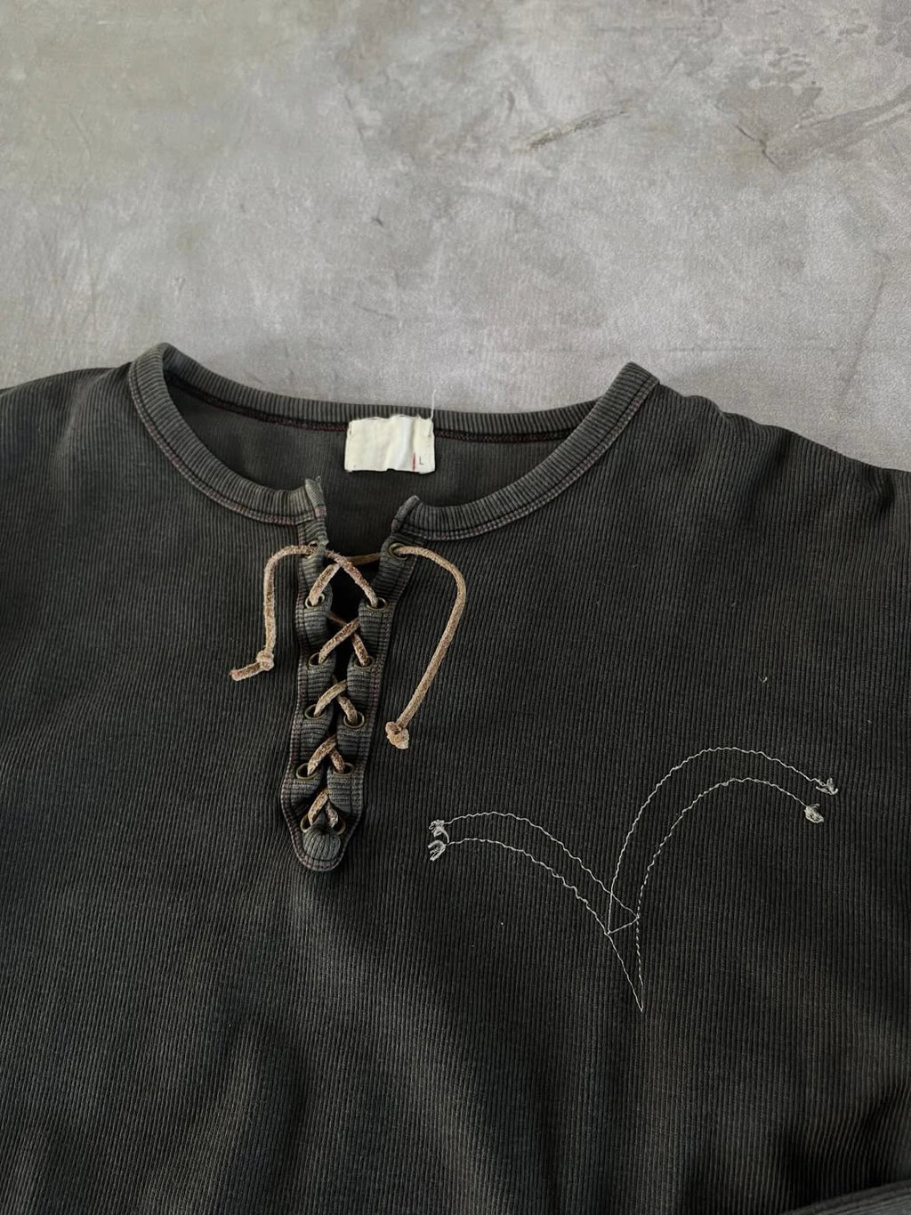Custom logo Vintage Wash Long Sleeve t Shirt Men Henley Longsleeve Tshirt for Men