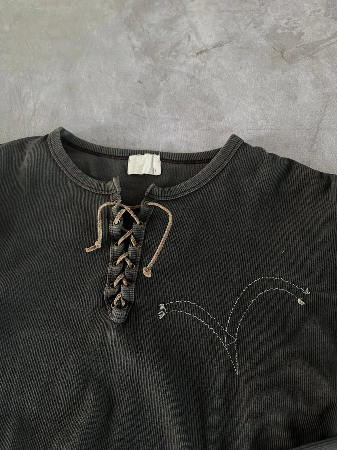 Custom logo Vintage Wash Long Sleeve t Shirt Men Henley Longsleeve Tshirt for Men
