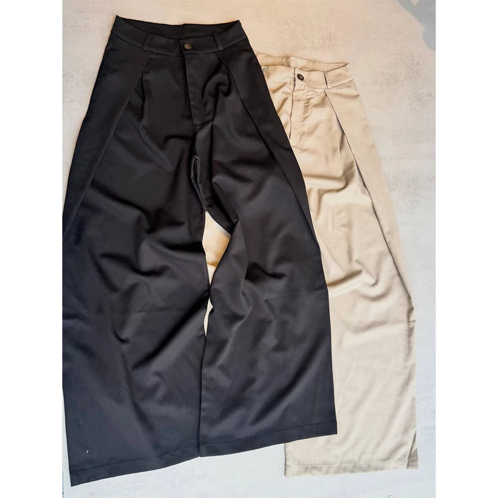 Custom Men's Baggy Pleated Trousers Wide Leg Pants for Men Casual Korean Pants