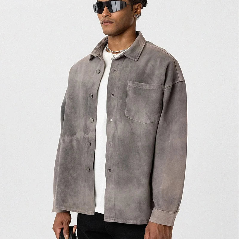 Custom Men's Long Sleeve Shirts for Men, Vintage Wash Full Sleeve Shirts for Man
