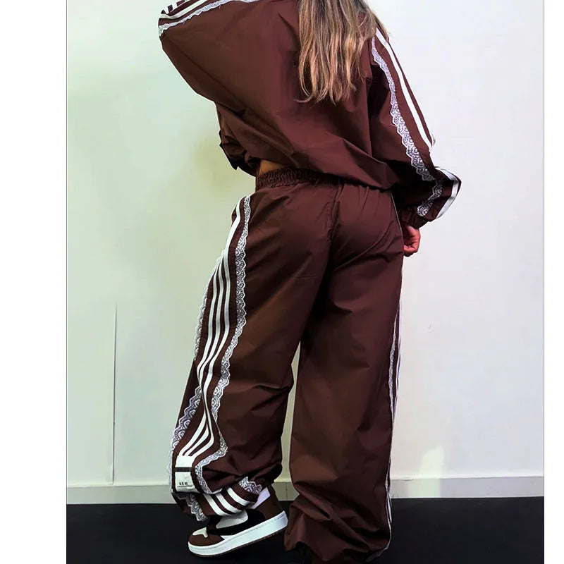 Custom Woman Sweatsuit Outfits for Women Sets 2 Piece Baggy Track Suits Womens Windbreaker Tracksuit