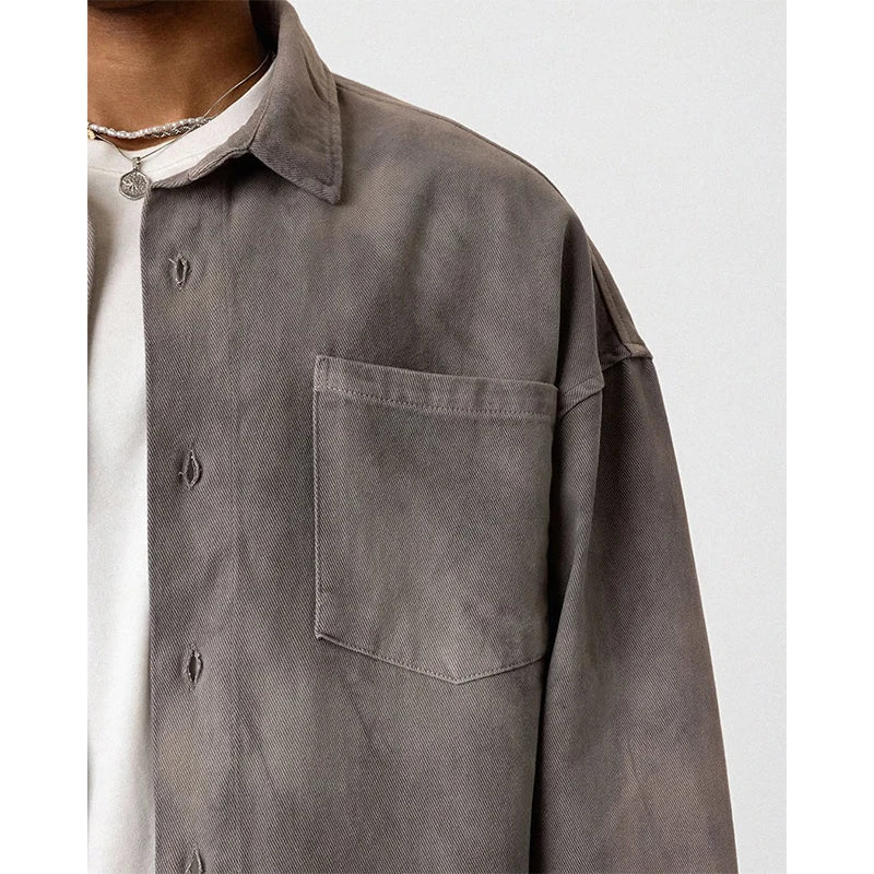 Custom Men's Long Sleeve Shirts for Men, Vintage Wash Full Sleeve Shirts for Man