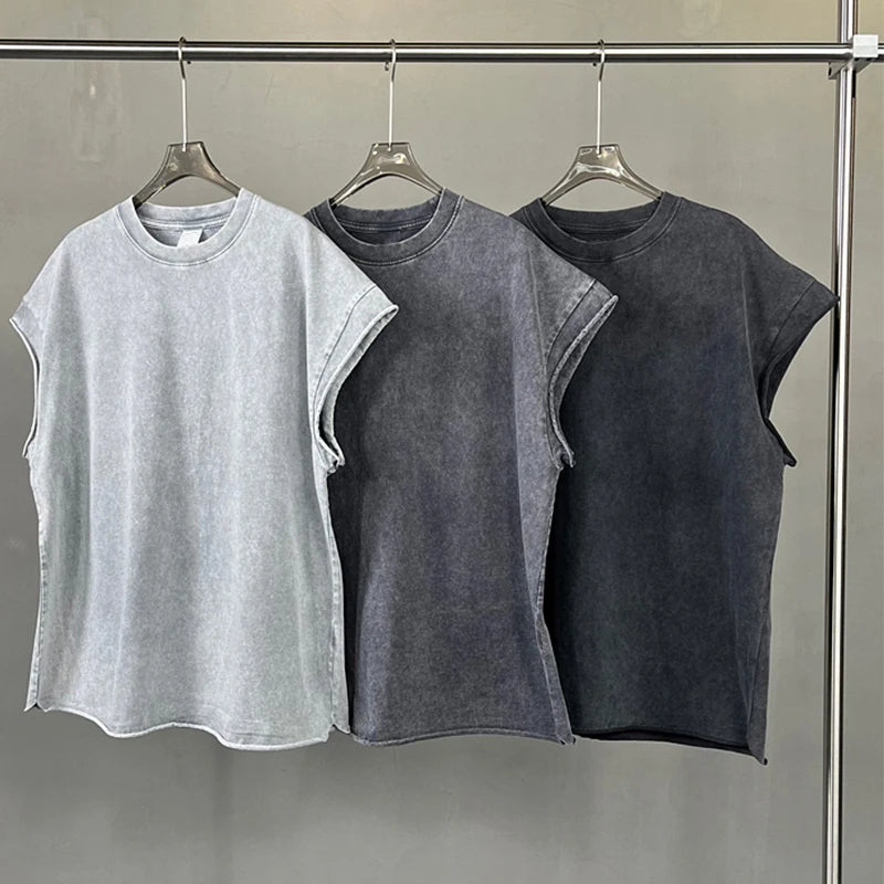 Custom Men's Cotton tank Top Vintage Acid Washed Top Tanks Tanktops for Men