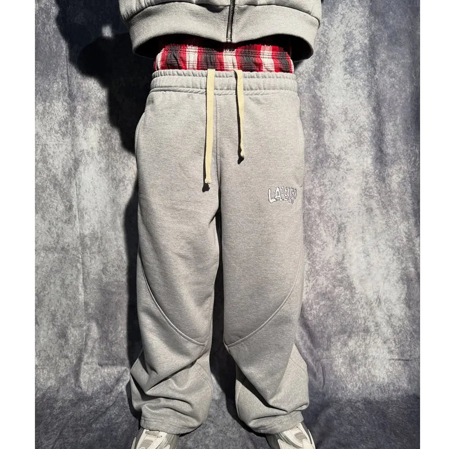 Custom Zipper Plaid Tracksuit for Men Double Waist Sweatpants and Hoodie Set