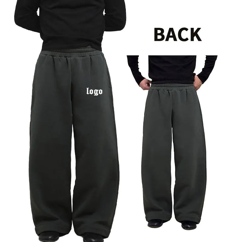 Custom Classic Solid Baggy Straight Leg Wide Leg Vintage Men's Sweatpants 100% Cotton Casual Heavyweight Eco-Friendly Drawstring
