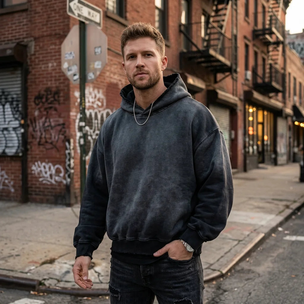 Custom Vintage Wash Hoodie Men Plain Blank Hoodies High Quality Pullover Hoodie