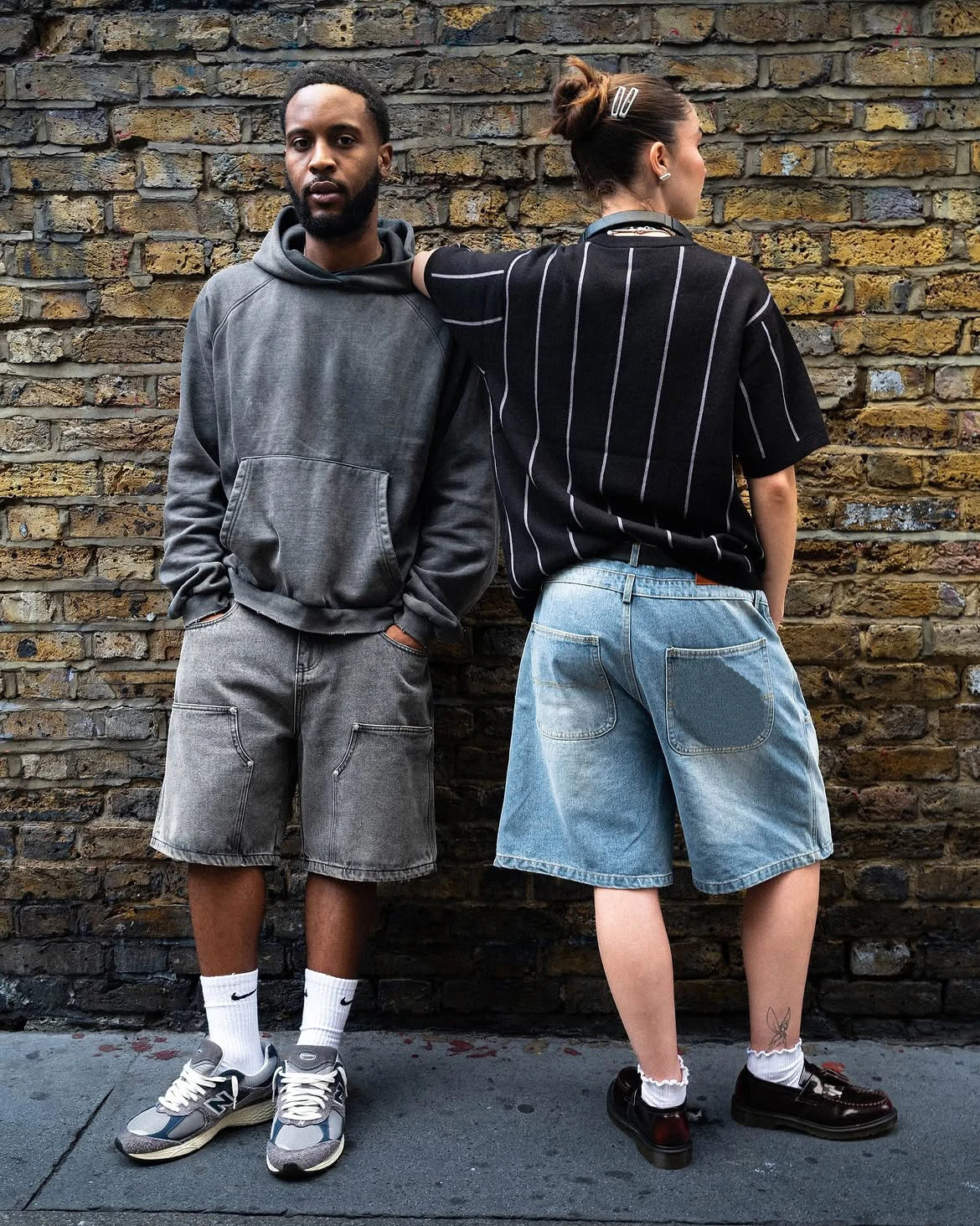 Custom Men's Streetwear Carpenter Denim Shorts Unisex Double Waistband Denim Short with Six Pockets