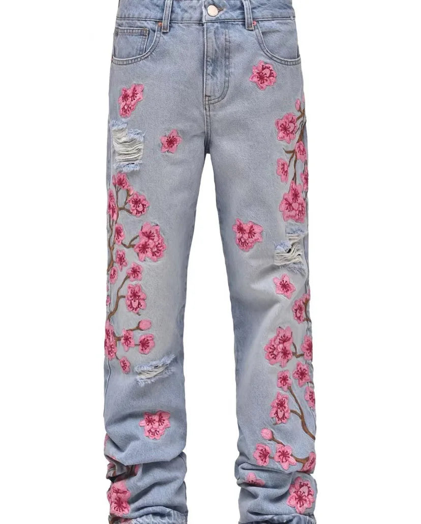 Wholesale Men's Casual Embroidery Jeans Pants for Men Embroidered Jean Manufacturer
