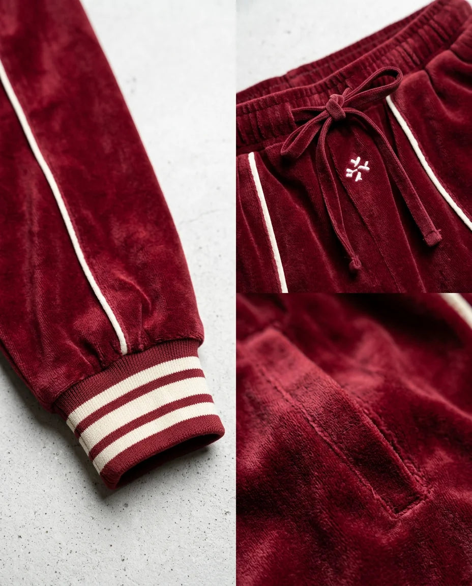 Custom High Quality 100% Polyester Stripe Loose Zip Sweatsuit Embroidery Sport Jogger Sets Men Velvet Tracksuit Velour