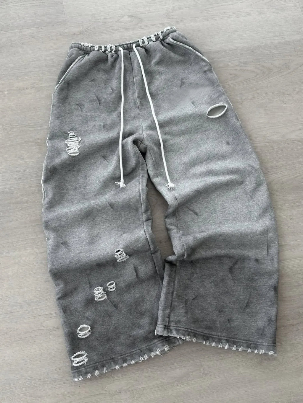 Custom 100% Organic Cotton Grey Sweat Pants French Terry Vintage Distressed 460 Gsm Sweatpants for Men