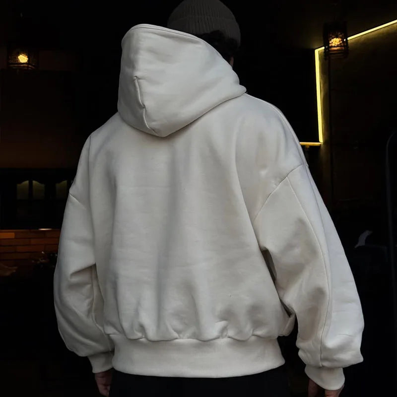 Custom 100% Cotton Cropped Boxy  Hoodie No String Heavyweight Plain Oversized Boxy Hoodie Boxy Fit 450 Gsm
