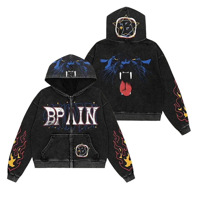 Men's Custom Silk Screen Digital Print Zip Drop Shoulder Hoodie Cotton French Terry Streetwear Winter Clothing Printed