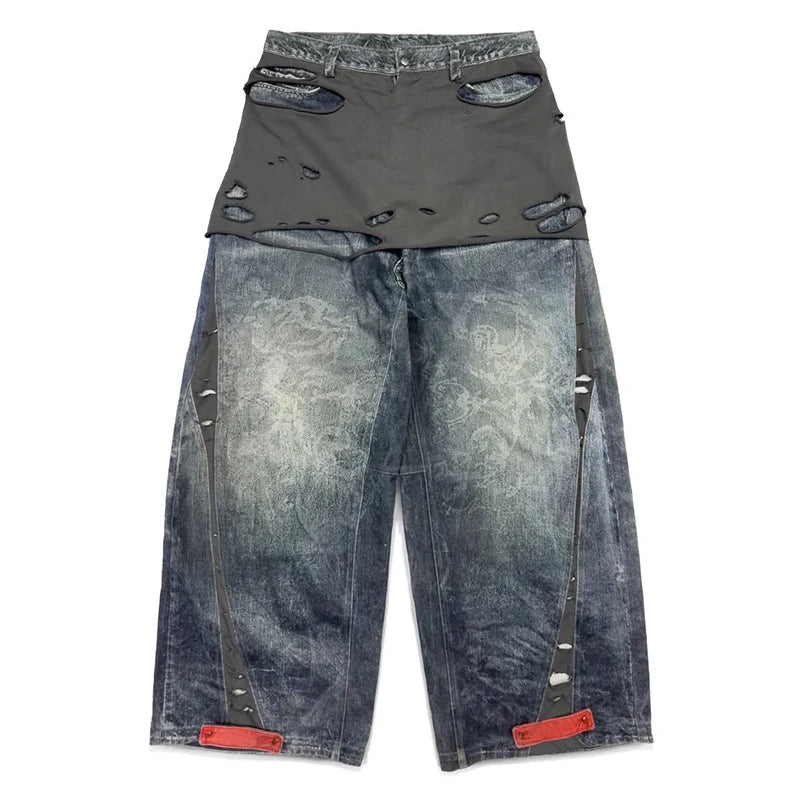Custom Men's Casual Denim Straight Leg Jeans Light Wash Mid Waist Knitted Washable Heavyweight Spring Streetwear