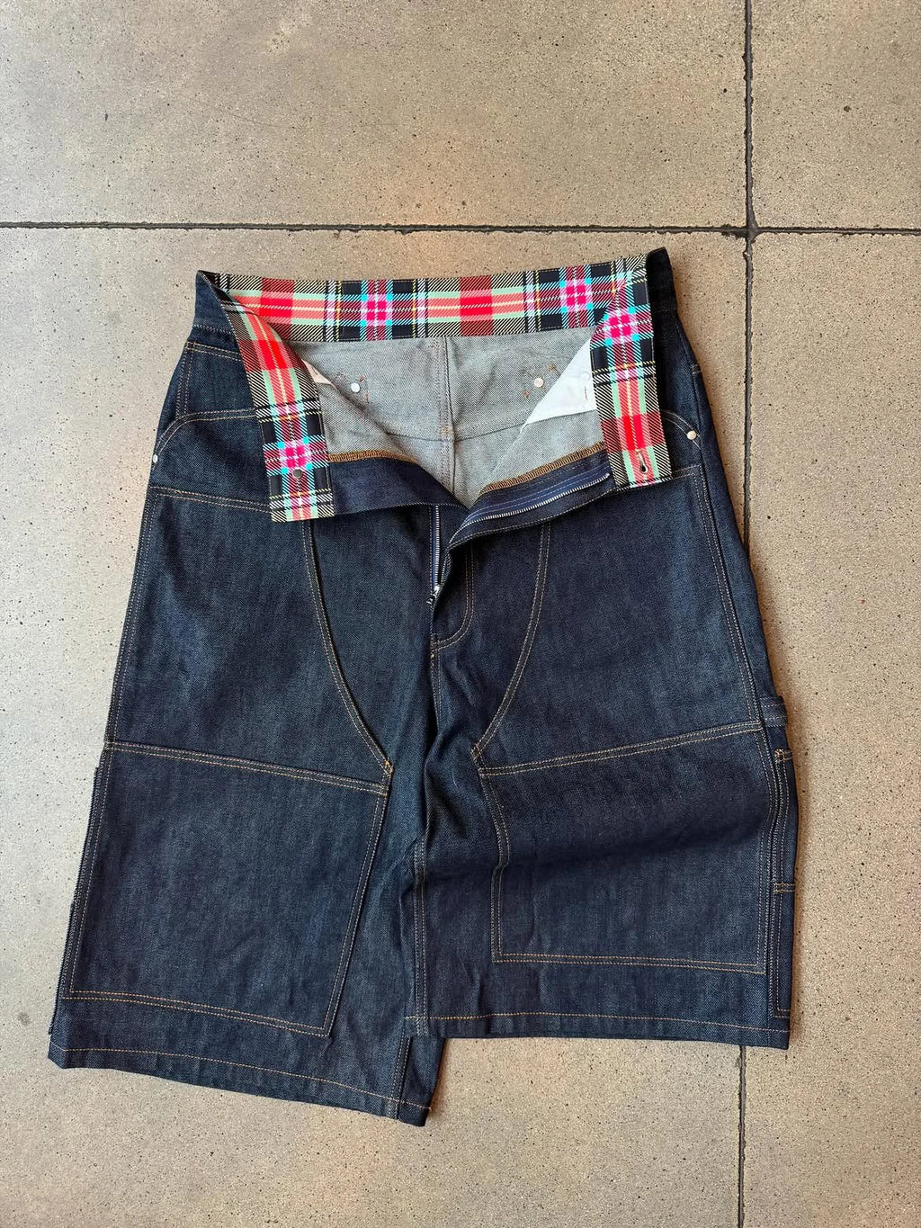 Custom Men's Streetwear Carpenter Denim Shorts 100% Cotton Baggy Work Half Pants for Men Long Denim Jorts