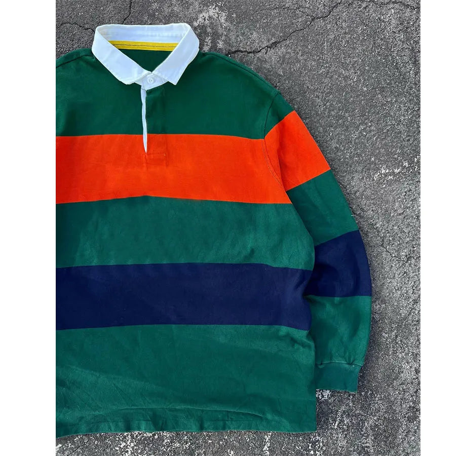 Custom Men's Casual Rugby for Long Sleeve Knitted 100% Cotton Anti-Pilling 200g High Quality