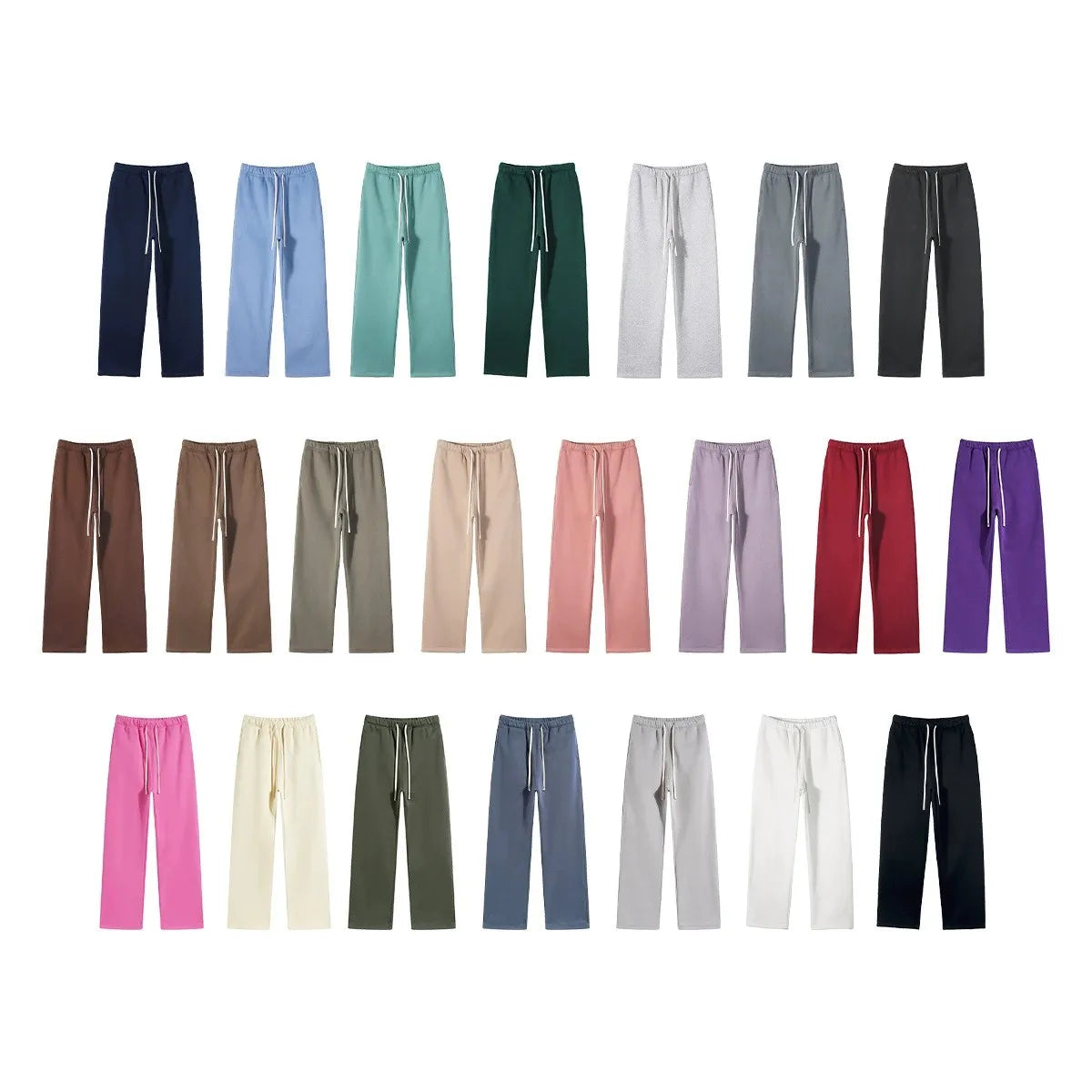 Custom Men's Casual Sweatpants 100% Cotton Mid Waist Straight Leg Open Hem Heavyweight