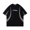 Vintage Y2K Two Tone T Shirt Custom Embroidered Logo Baggy Man Patchwork Tshirt Piping Stitching Customization Streetwear