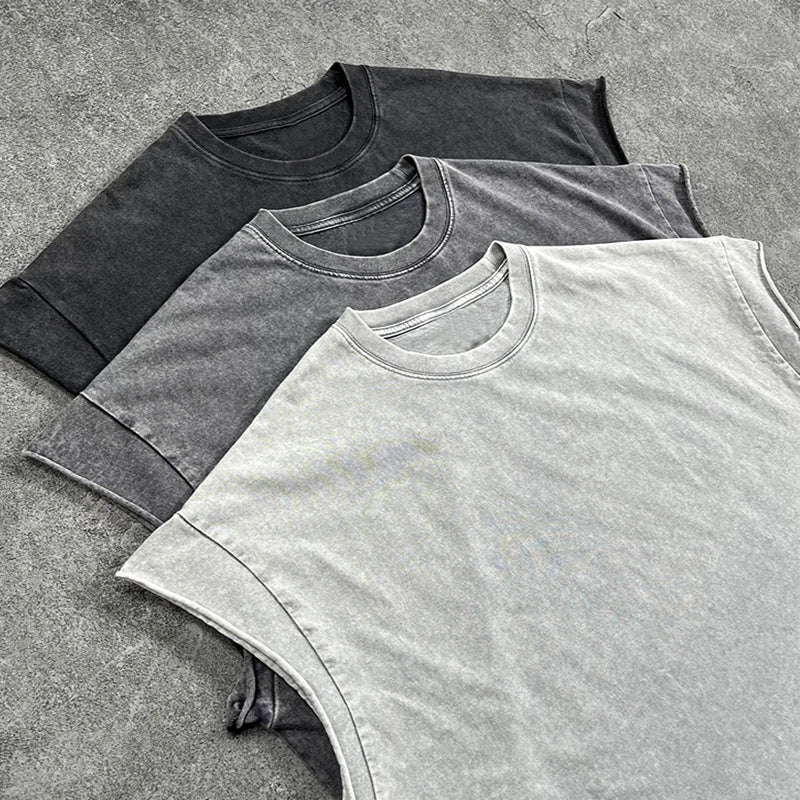 Custom Men's Cotton tank Top Vintage Acid Washed Top Tanks Tanktops for Men