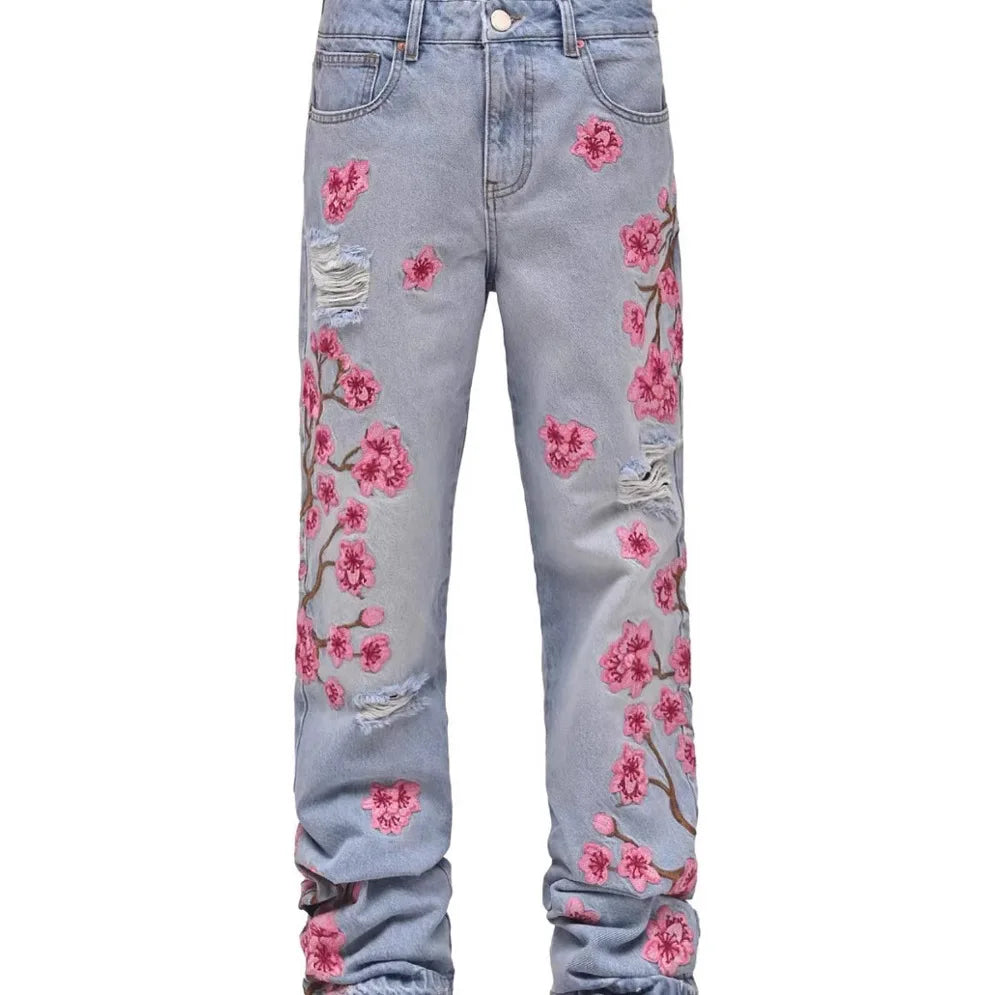 Wholesale Men's Casual Embroidery Jeans Pants for Men Embroidered Jean Manufacturer