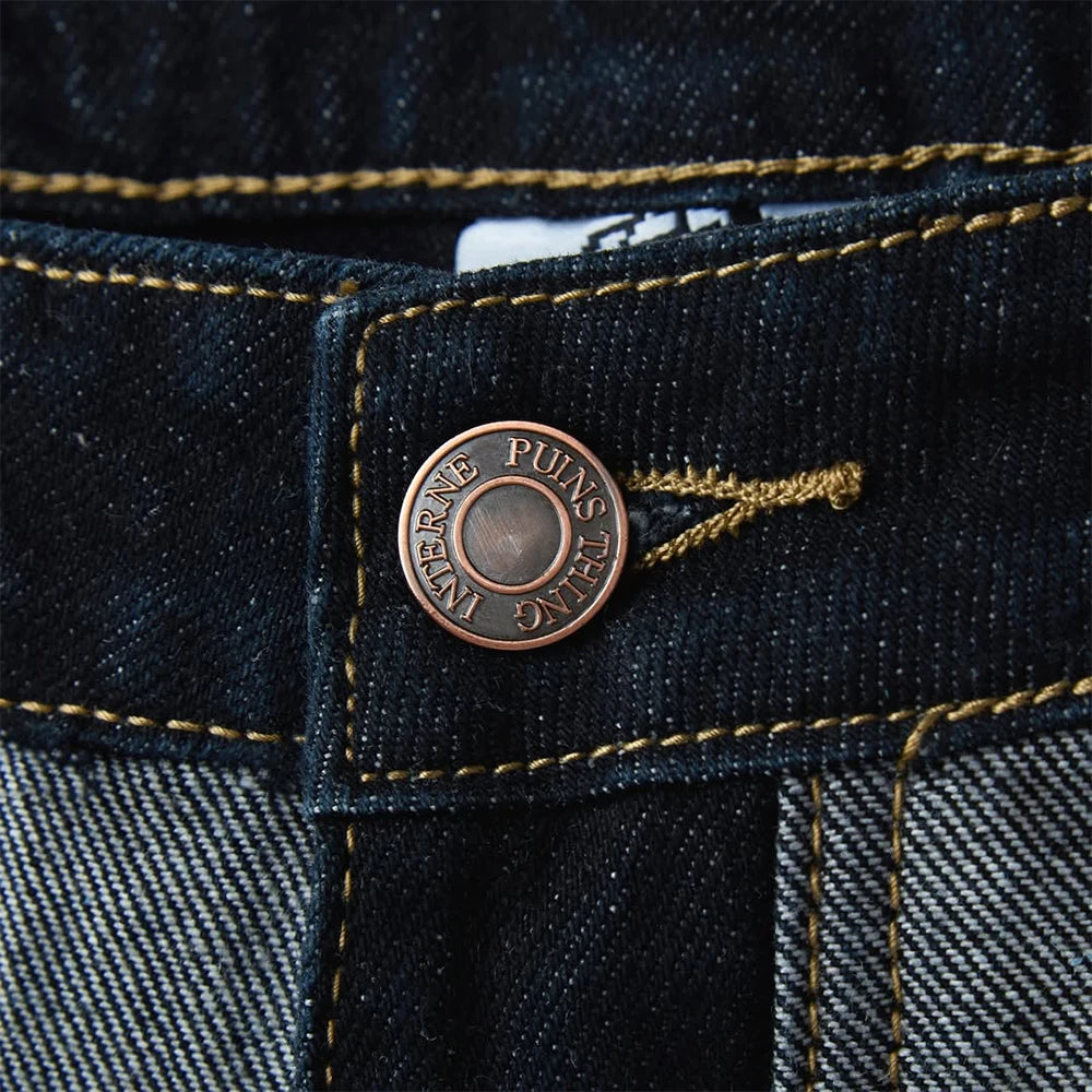 Custom Reverse Raw Baggy Denim Jeans for Men Straight Fit Raw Denim Jeans High Quality