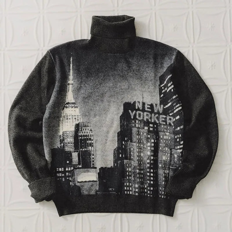 Customizable High Neck Sweater for Men Turtleneck Sweater High Quality Chunky Knit Sweaters
