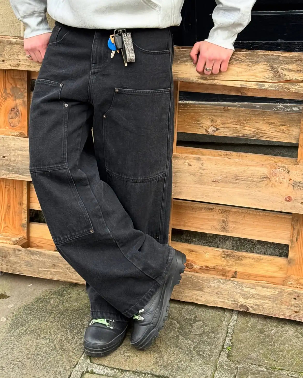 Custom Double Knee Baggy Jeans Pants Men's Denim Jeans Pants for Men Carpenter Jeans