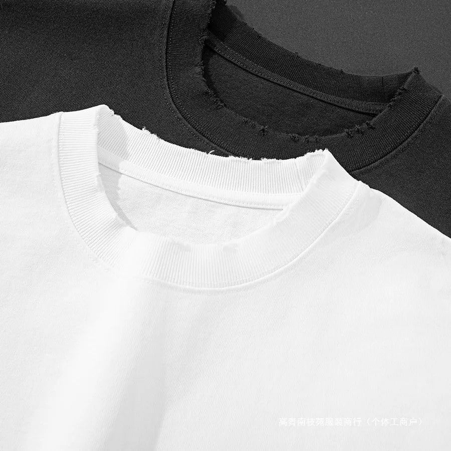 High Quality Tshirt Plain White T-shirt for Men 400g Heavyweight Plain Round Neck t Shirt 100 Cotton Wholesale