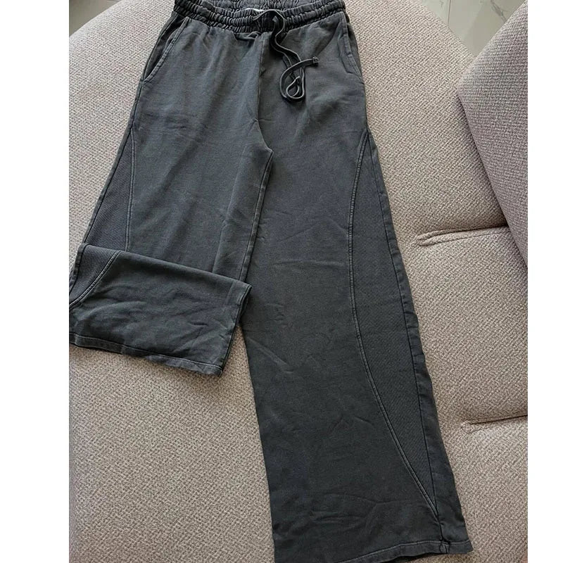 Custom Women's Wide-leg Pants Women s Pants Trouser Baggy Vintage Wash Pants for Women