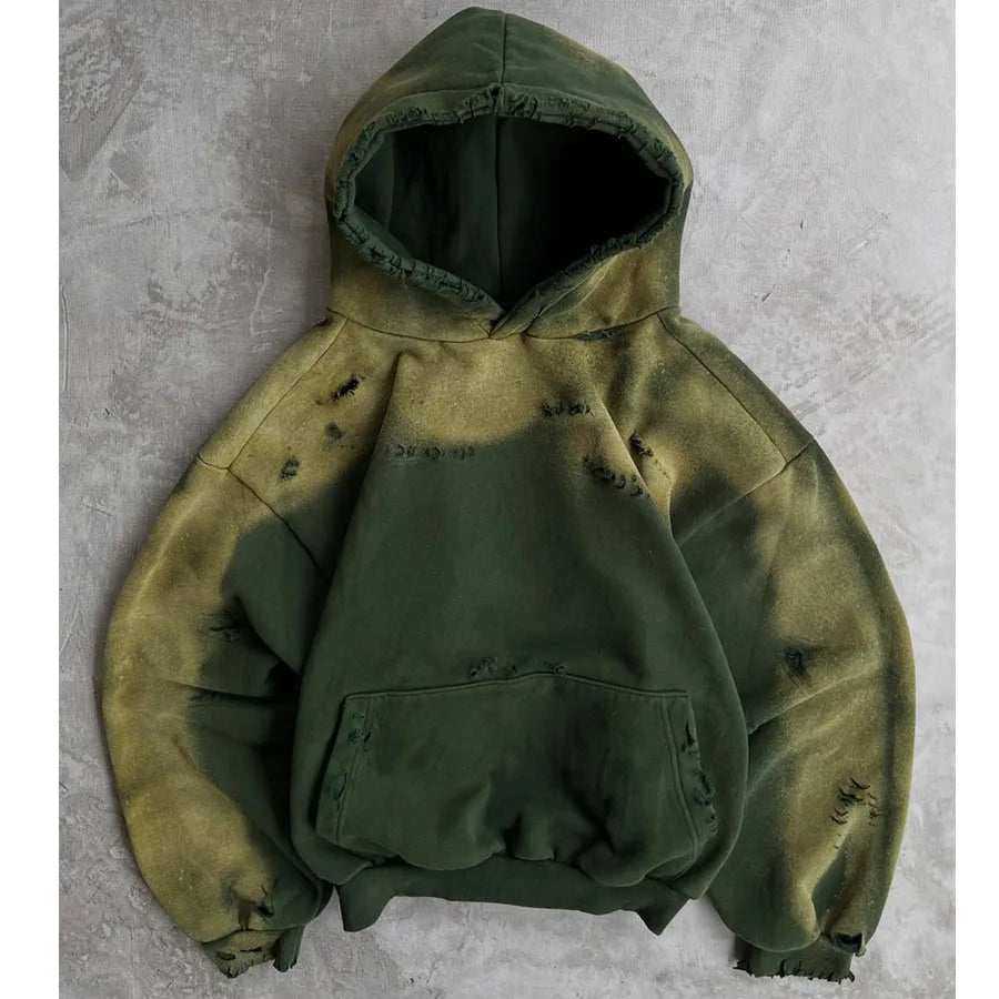 Custom Heavyweight Hoodie 650gsm Wash Heavy Weight Distressed Hoodie for Men