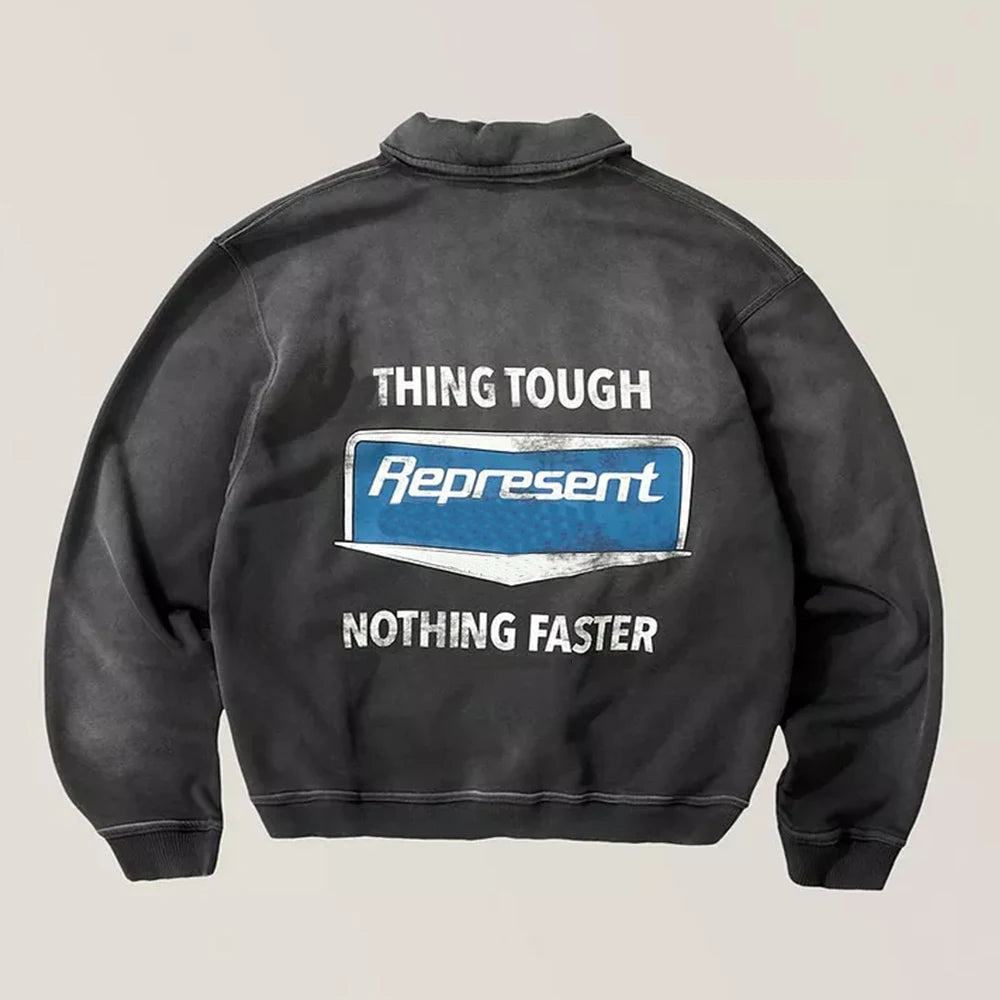 Custom Heavyweights Quarter Zipper Sweater Vintage Wash Quarter Zip Sweater Sweatshirt for Men