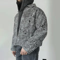 Custom Designer Fashion Casual Motorcycle Jacket Vintage Acid Washed Denim Jean Jacket for Men Zip Up Distressed Jacket