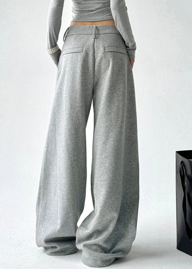 Custom Women's Casual Wide Leg Trousers for Woman Female Trousers Wrinkled Patchwork Cotton Pants