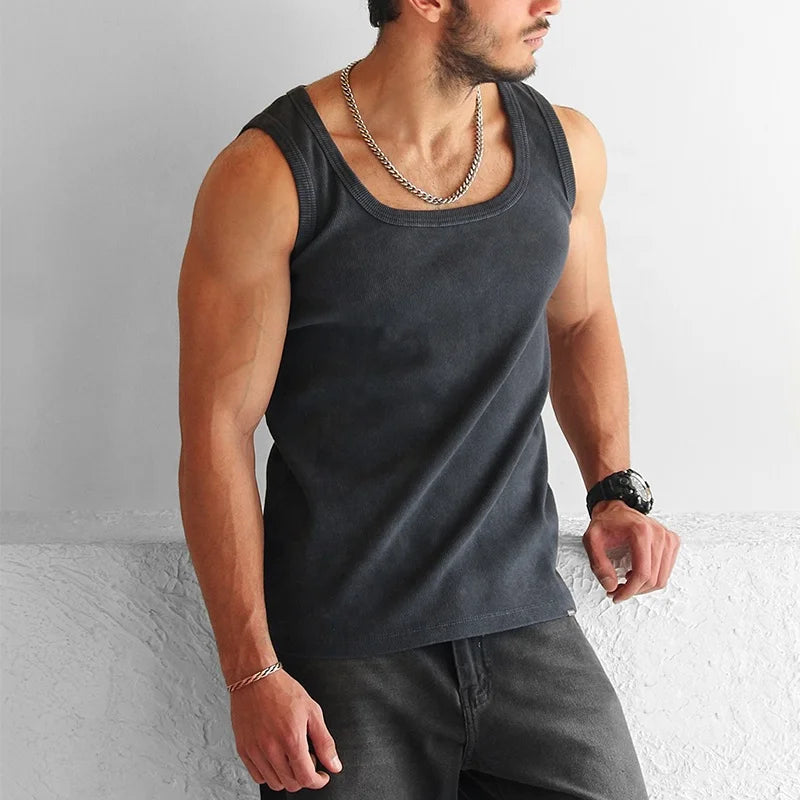 Summer Clothing Men's Cotton tank Top Custom Ribbed Top Tanks for Men Vintage Wash tank Top
