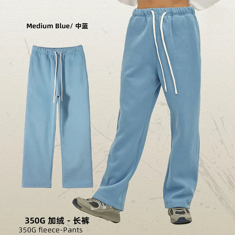 Custom Men's Casual Sweatpants 100% Cotton Mid Waist Straight Leg Open Hem Heavyweight
