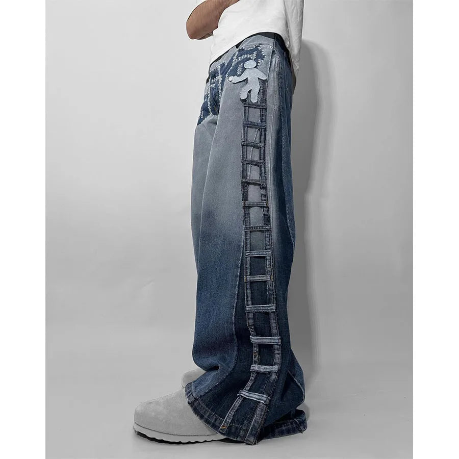 Custom Logo Men's Casual Jeans Pants for Men Streetwear Printed Denim Jeans