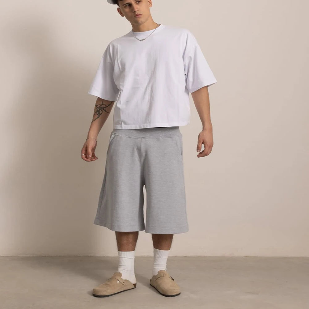 Custom Women Cotton 3/4 Sweatpants Shorts for Men 3/4 Baggy Long Length Sweat Shorts Unisex
