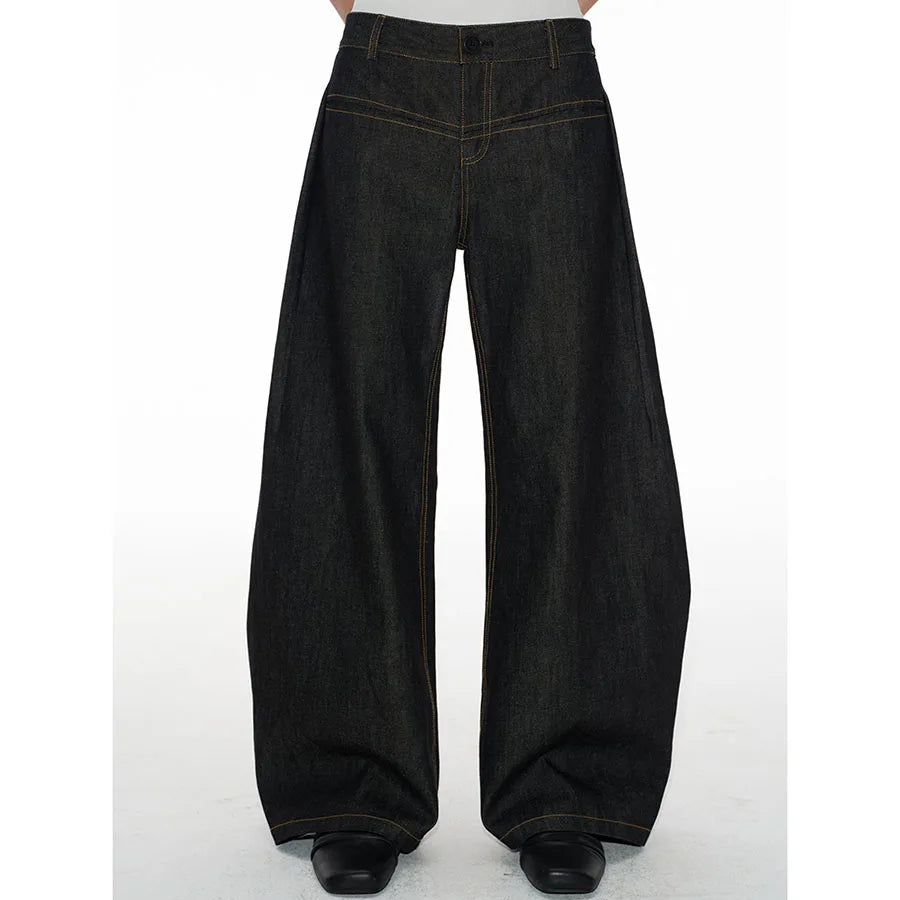 Custom Women's Straight Leg Jeans Beggie Oversized Jeans for Women Barrel Raw Denim Jeans