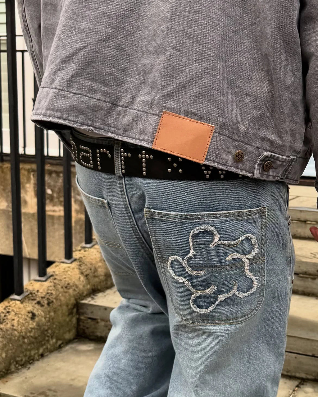 Custom Double Knee Baggy Jeans Pants Men's Denim Jeans Pants for Men Carpenter Jeans