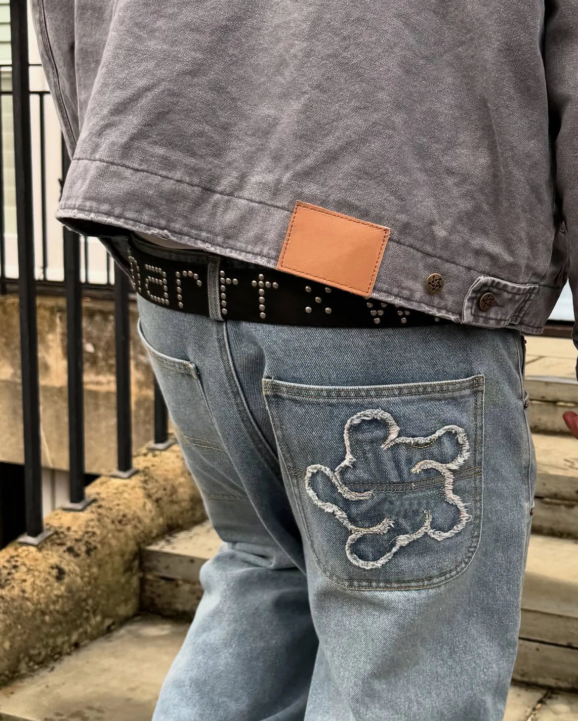 Custom Double Knee Baggy Jeans Pants Men's Denim Jeans Pants for Men Carpenter Jeans