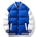 Men's Casual Winter Streetwear Puffer Jacket Color Blocked Baseball Coat with Zipper Closure Padded Nonwoven Woven Method