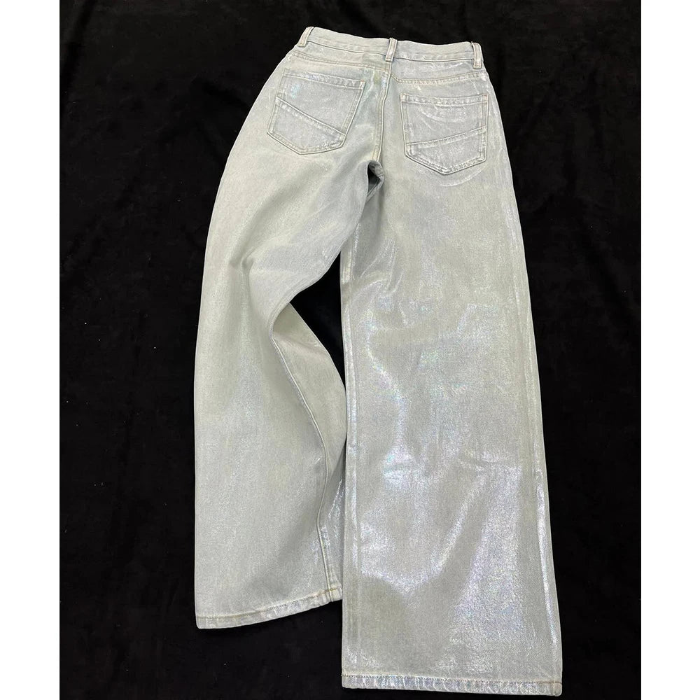 Custom Shiny Denim Jeans Men Vintage Straight Fit Jean Manufacturers