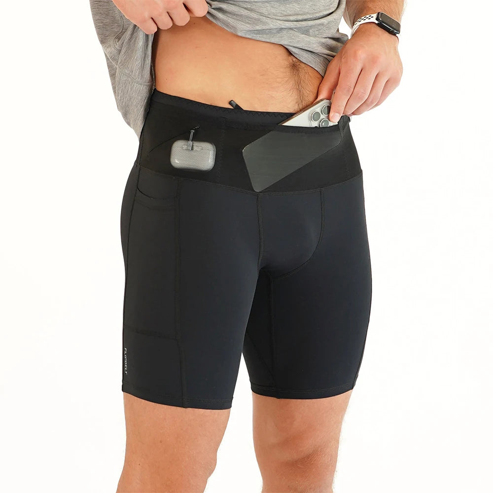 Custom Men's Seamless Running Compression Gym Shorts for Men Marathon Running Shorts with Pocket