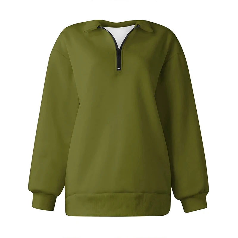 Custom Womens Oversized Half Zip Pullover Long Sleeve Sweatshirt Quarter Zip Sweatshirt